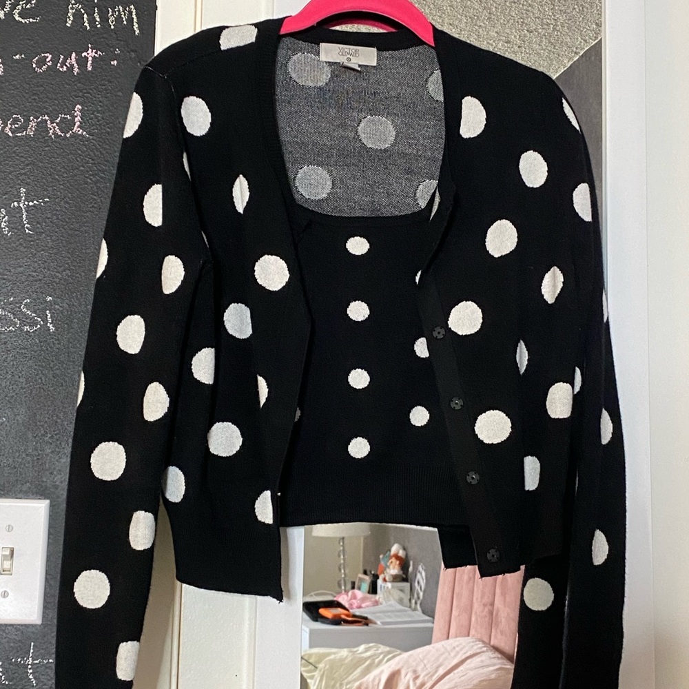Victor Glemaud for Target Black and White Polka Dot Cardigan and Tank (S & XS)